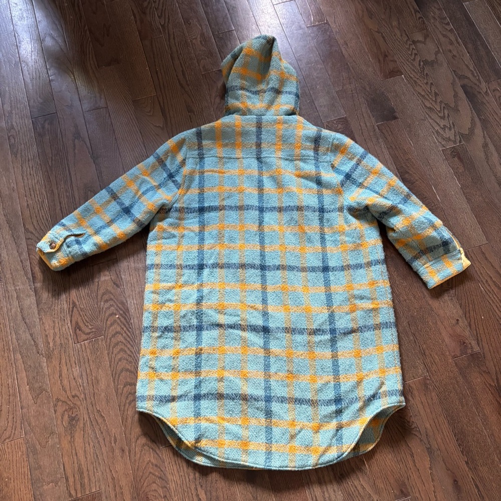 Sundance Plaid Hooded Coat Jacket Sherpa Lined PXL - Picture 2 of 7